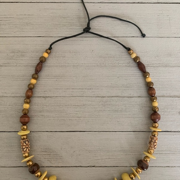 Tribal Boho Necklace Wood Ceramic African Ethnic Brass Painted Porcelain Bead 26 - Picture 15 of 16